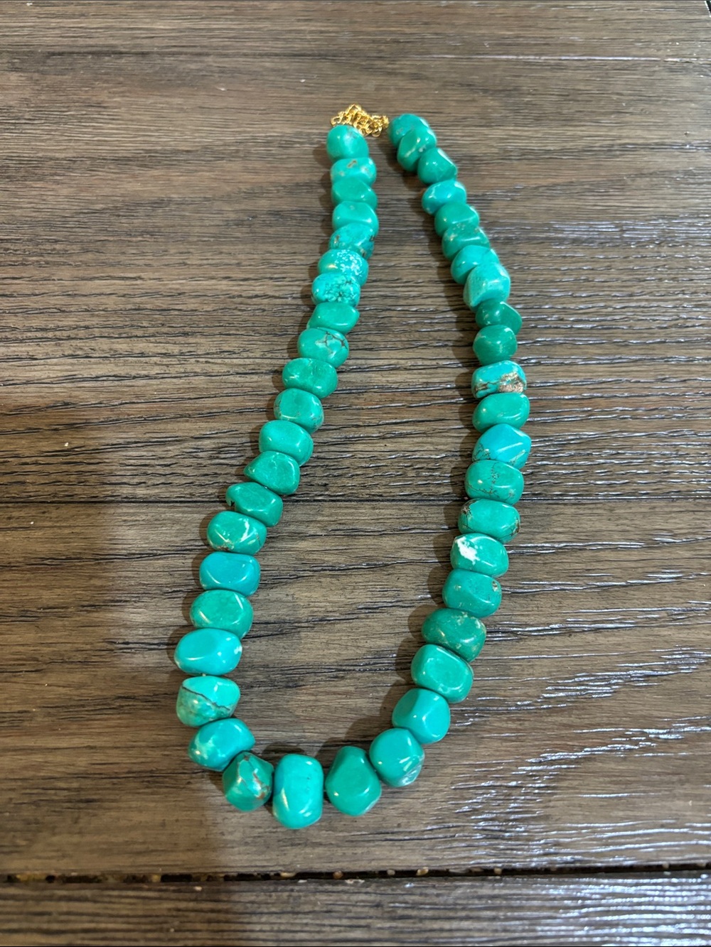 Green Turquoise Chip Necklace - Polished Bead Statement